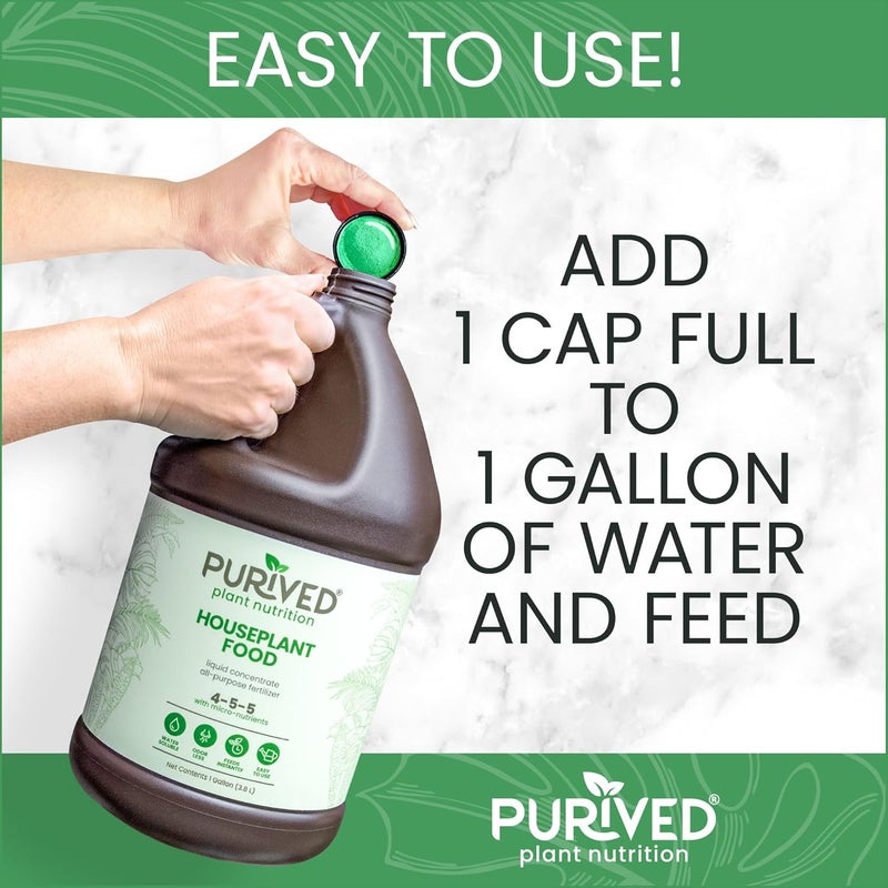 Purived 1gal All-Purpose Liquid Plant Fertilizer - Makes 320 Gallons, for Indoor Houseplants, All-Natural, Groundwater Safe, Made in USA - Image 3